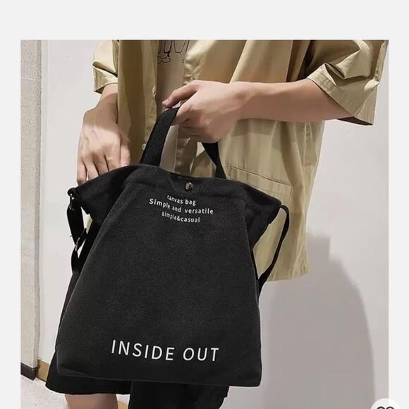 Black Canvas Tote Bag - Picture 2 of 10